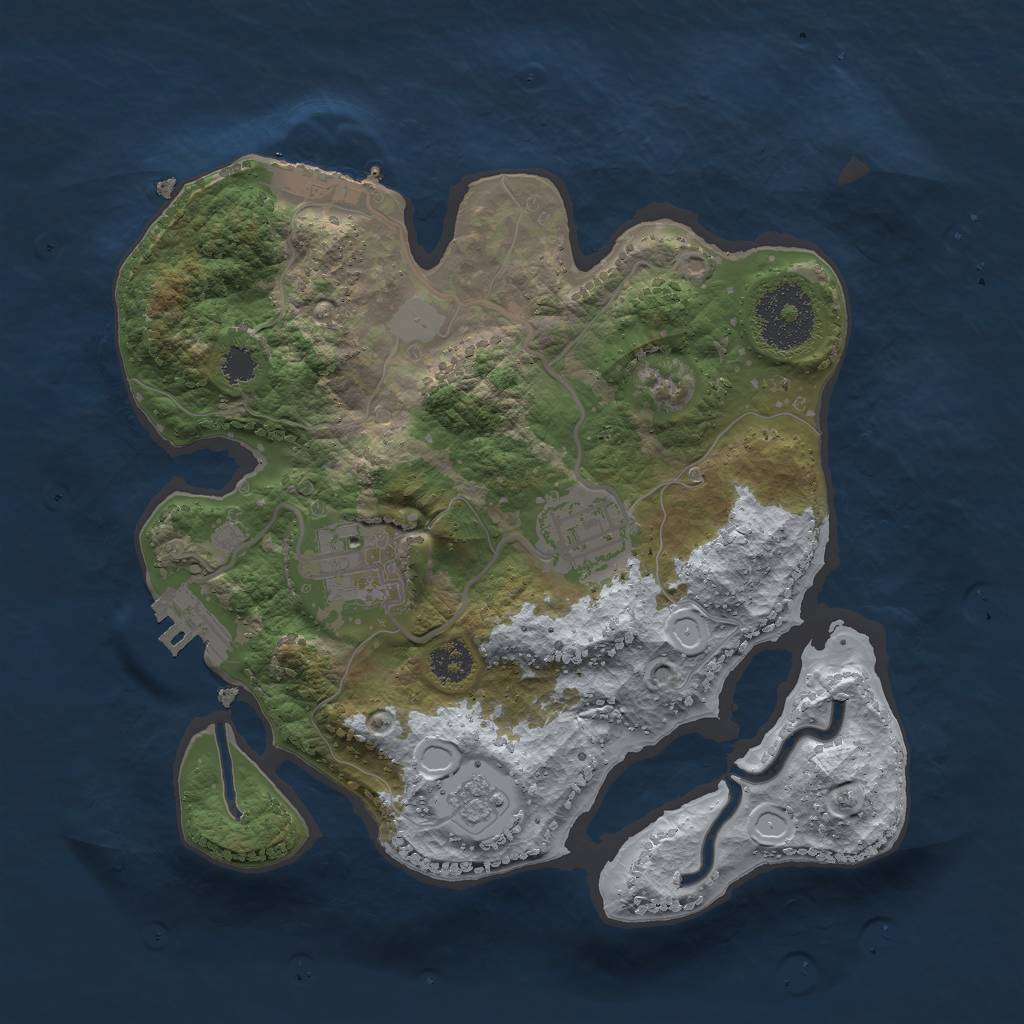Rust Map: Procedural Map, Size: 2500, Seed: 1929286560, 8 Monuments