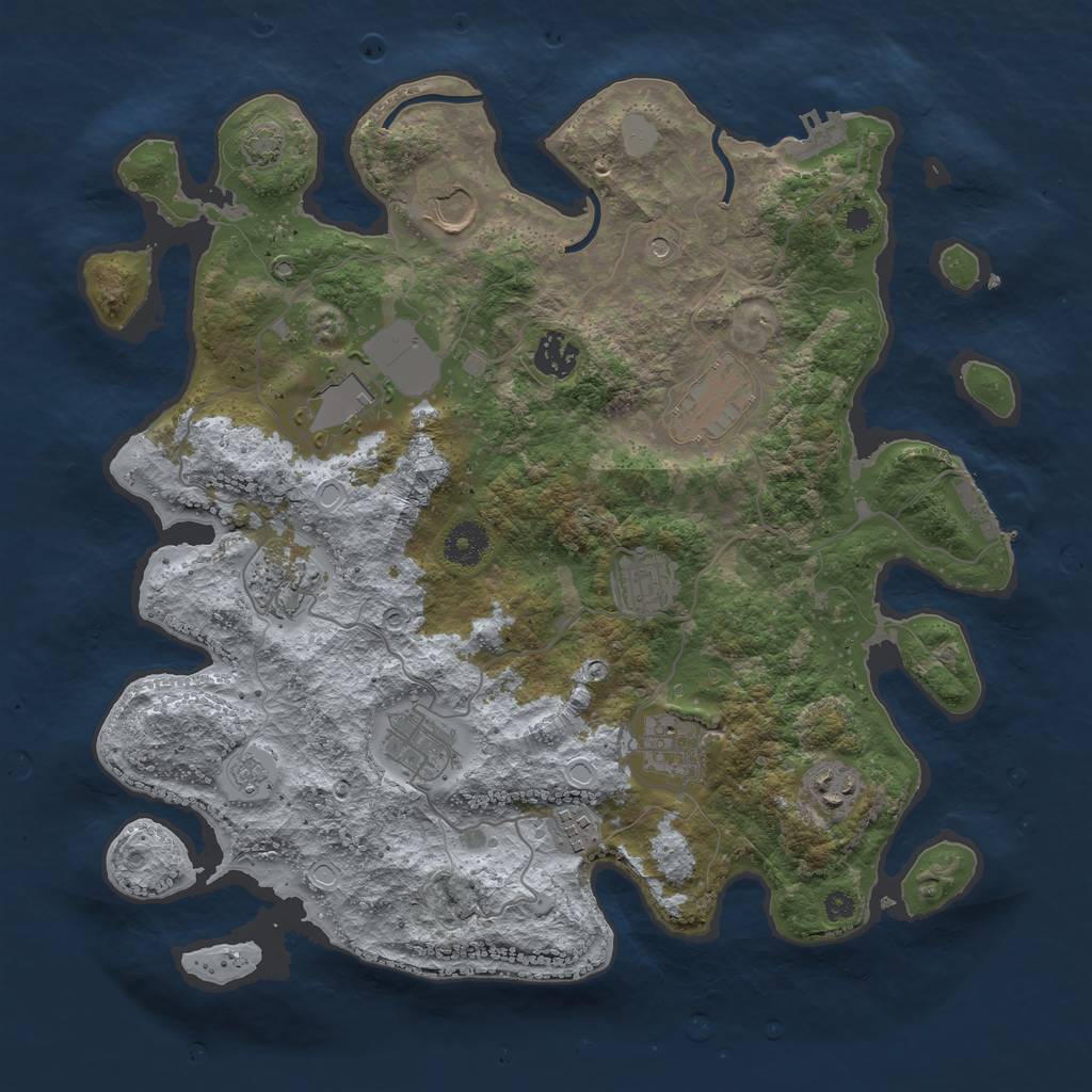 Rust Map: Procedural Map, Size: 3700, Seed: 1517954020, 18 Monuments