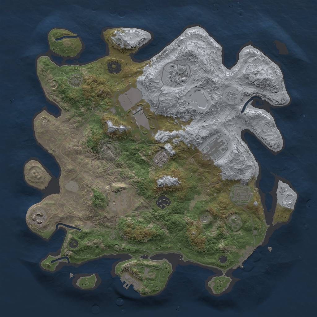 Rust Map: Procedural Map, Size: 3500, Seed: 1614779855, 16 Monuments