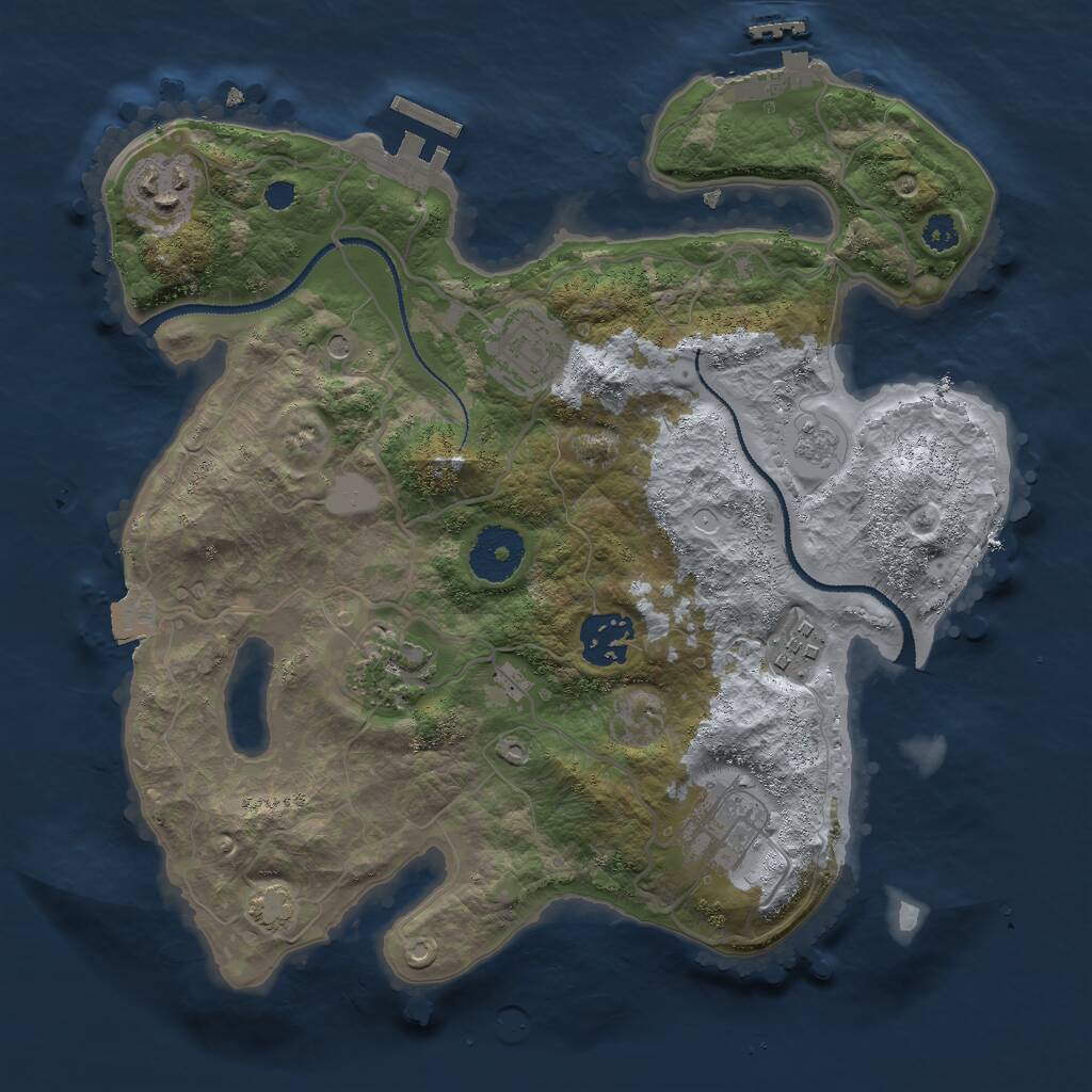 Rust Map: Procedural Map, Size: 3000, Seed: 642229509, 12 Monuments