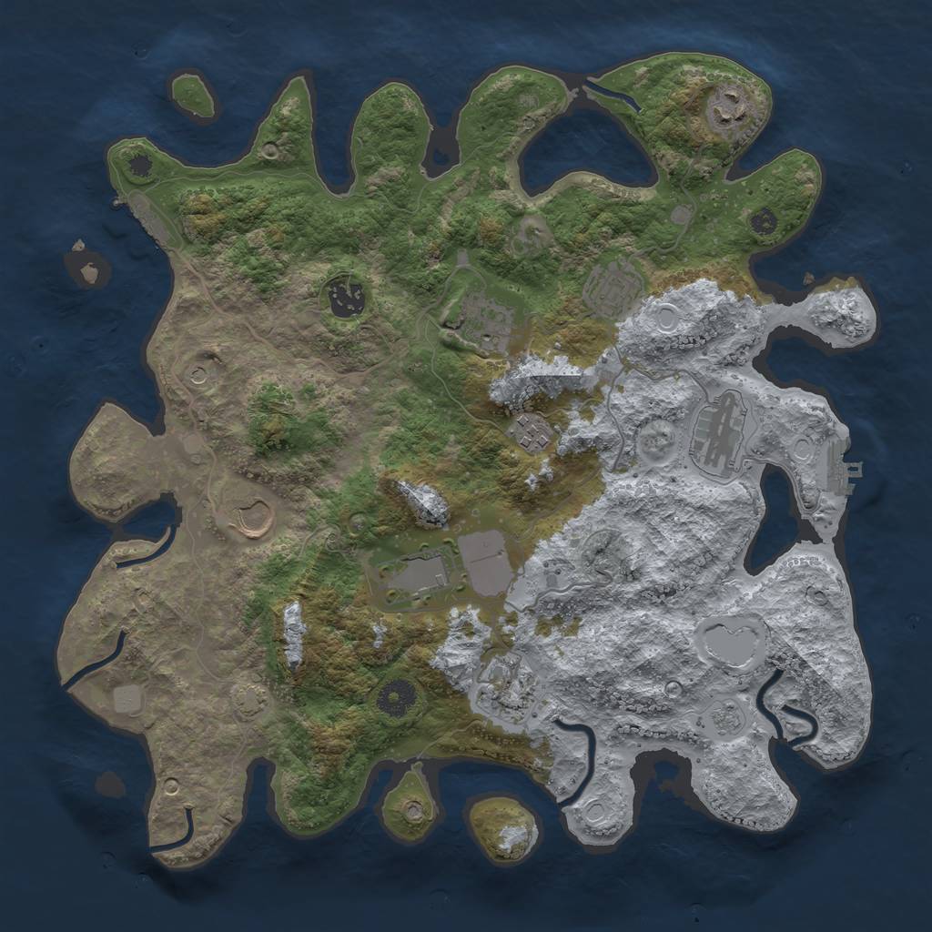 Rust Map: Procedural Map, Size: 3700, Seed: 2004216388, 17 Monuments