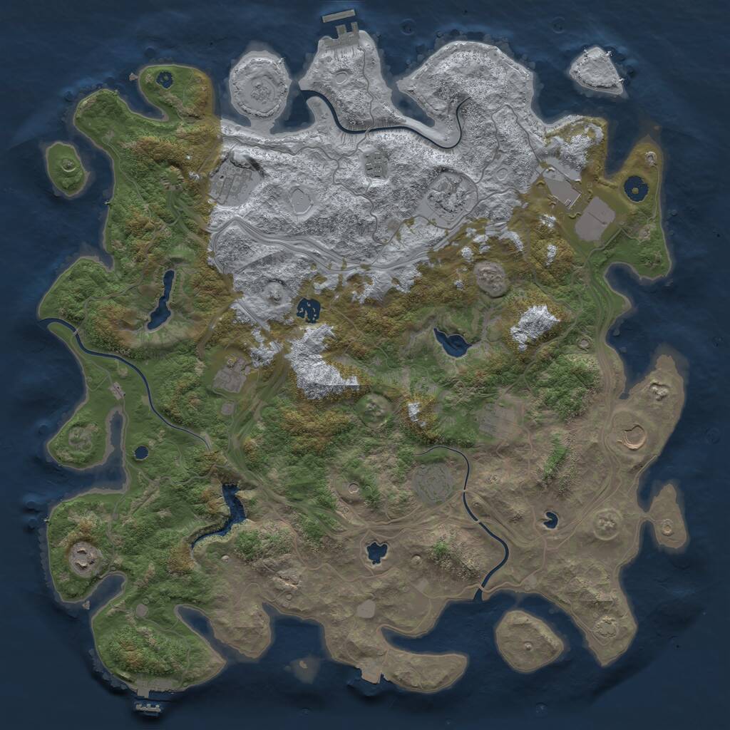 Rust Map: Procedural Map, Size: 4500, Seed: 2096795473, 16 Monuments