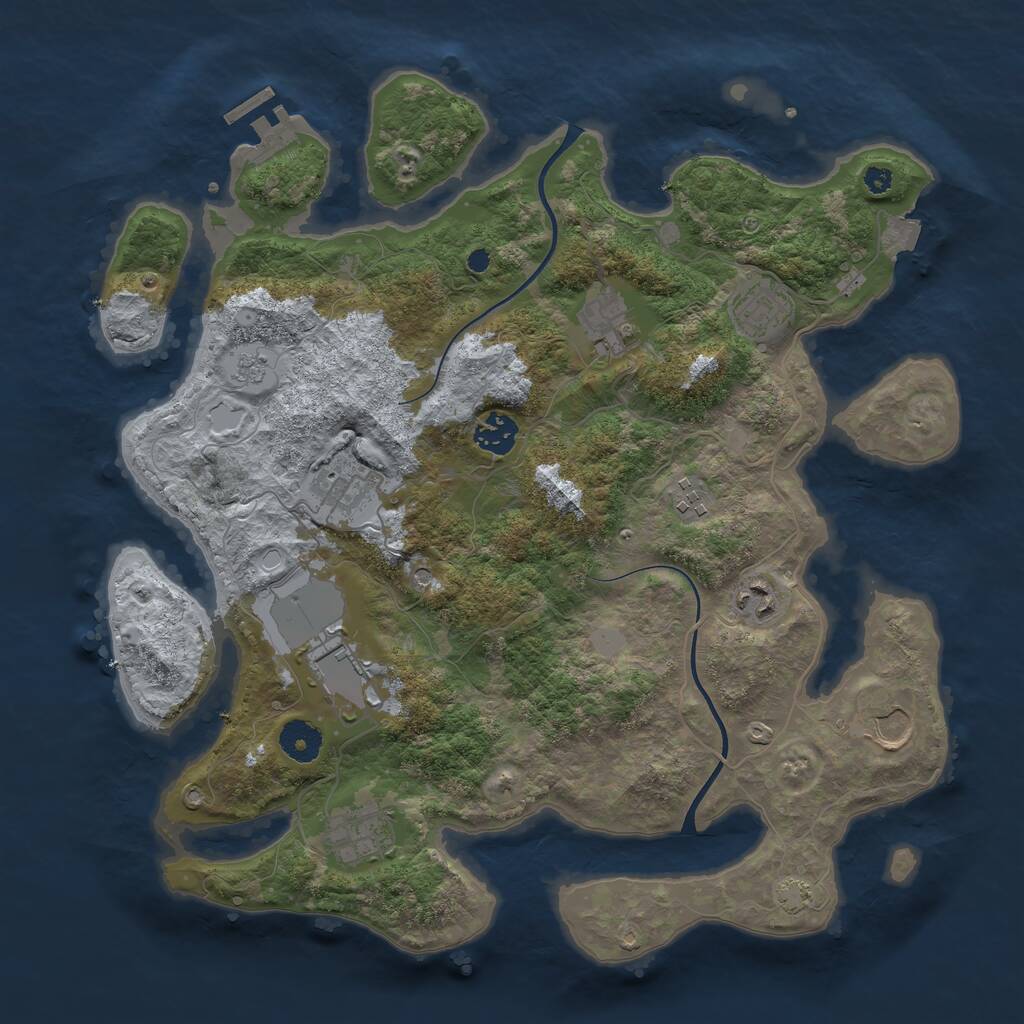 Rust Map: Procedural Map, Size: 3700, Seed: 461076453, 14 Monuments