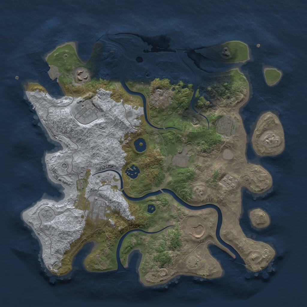 Rust Map: Procedural Map, Size: 3500, Seed: 1739569473, 12 Monuments