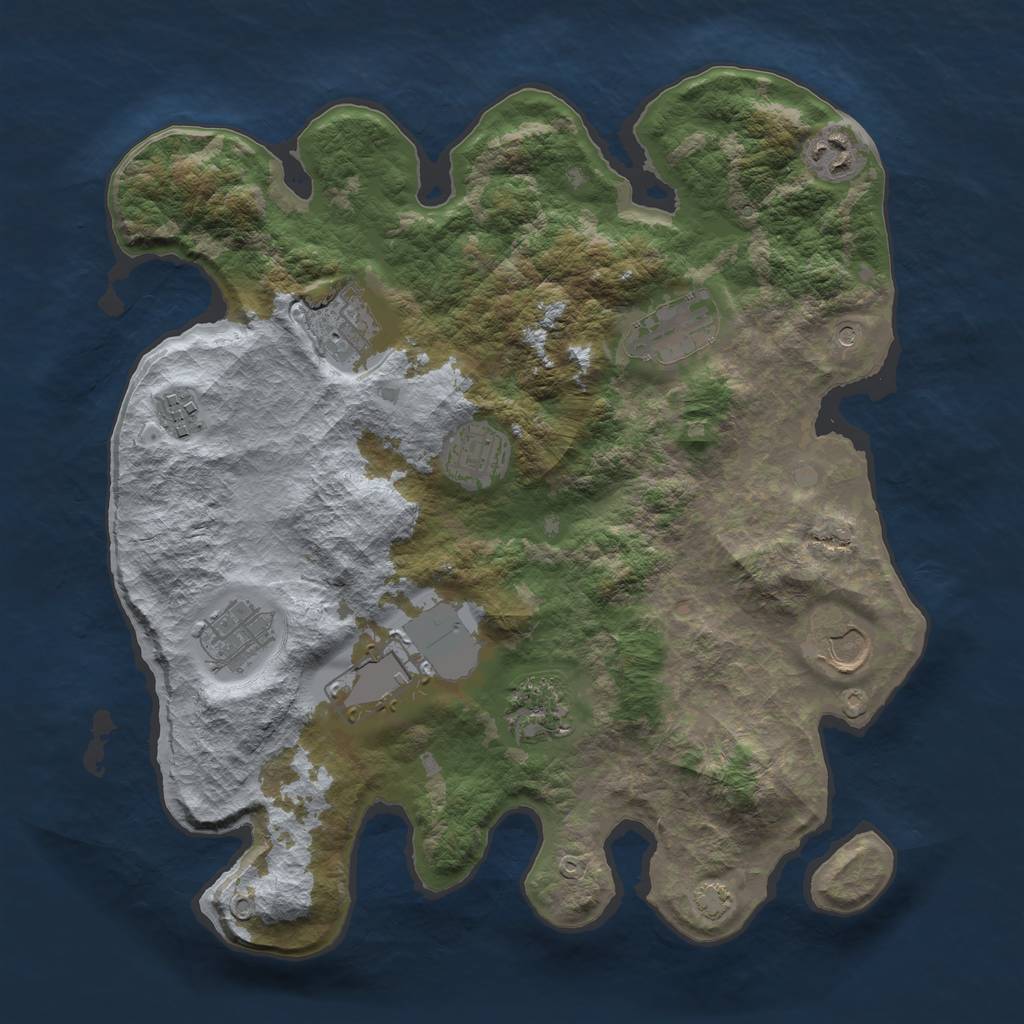 Rust Map: Barren, Size: 3500, Seed: 34544664, 13 Monuments