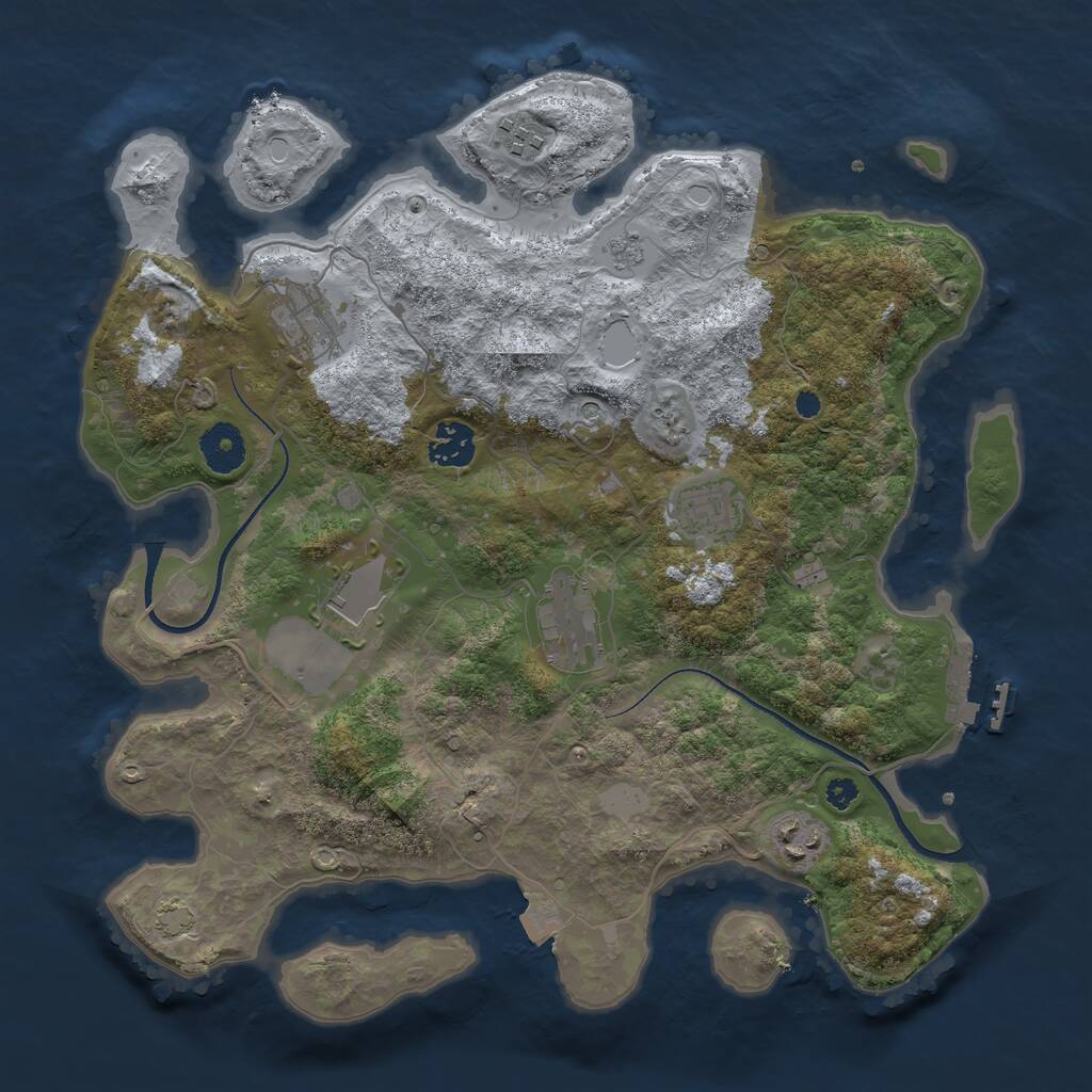 Rust Map: Procedural Map, Size: 3500, Seed: 152809687, 12 Monuments