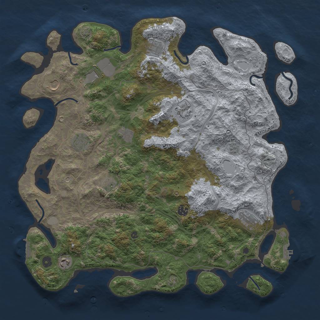 Rust Map: Procedural Map, Size: 4500, Seed: 84312417, 19 Monuments