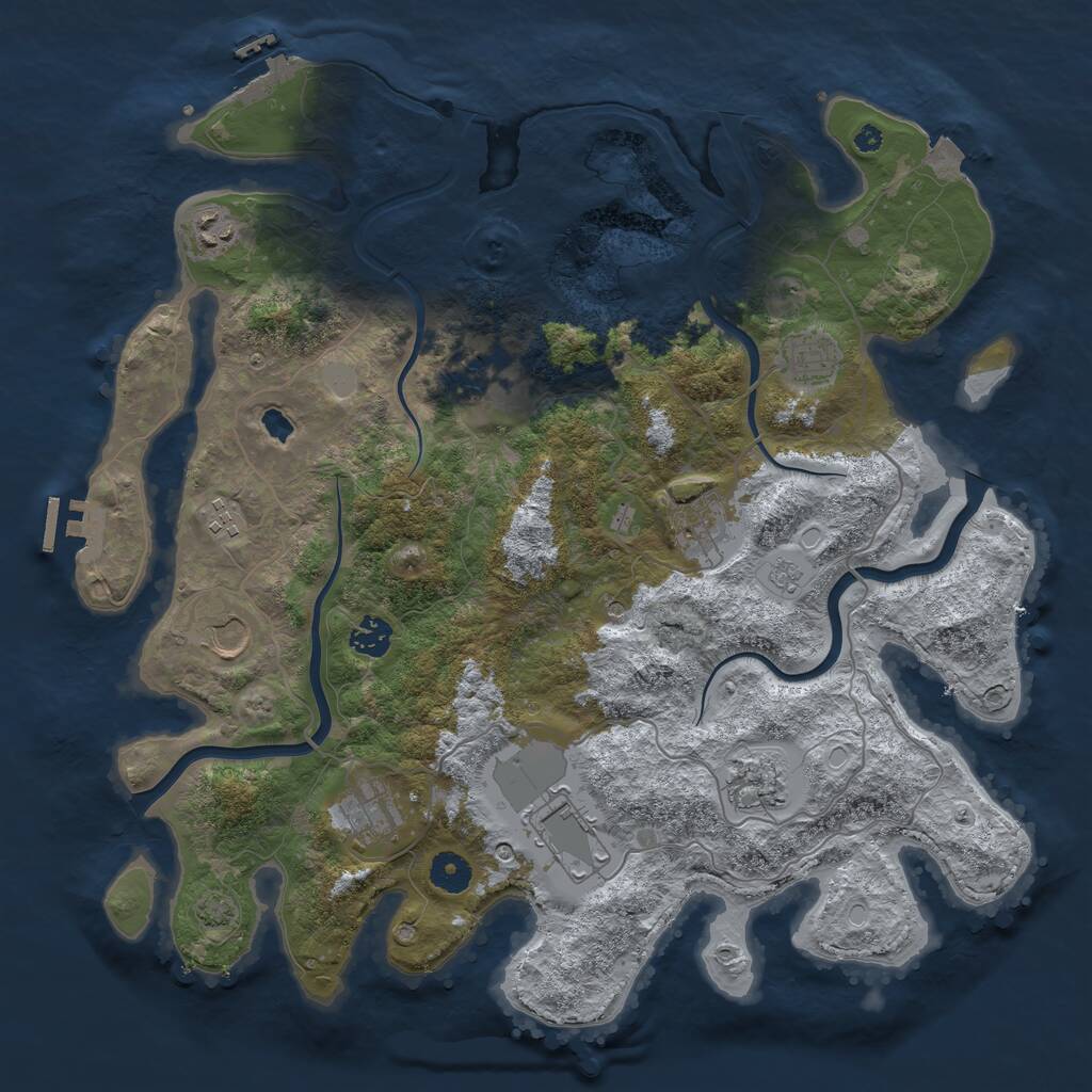 Rust Map: Procedural Map, Size: 4000, Seed: 554785124, 16 Monuments