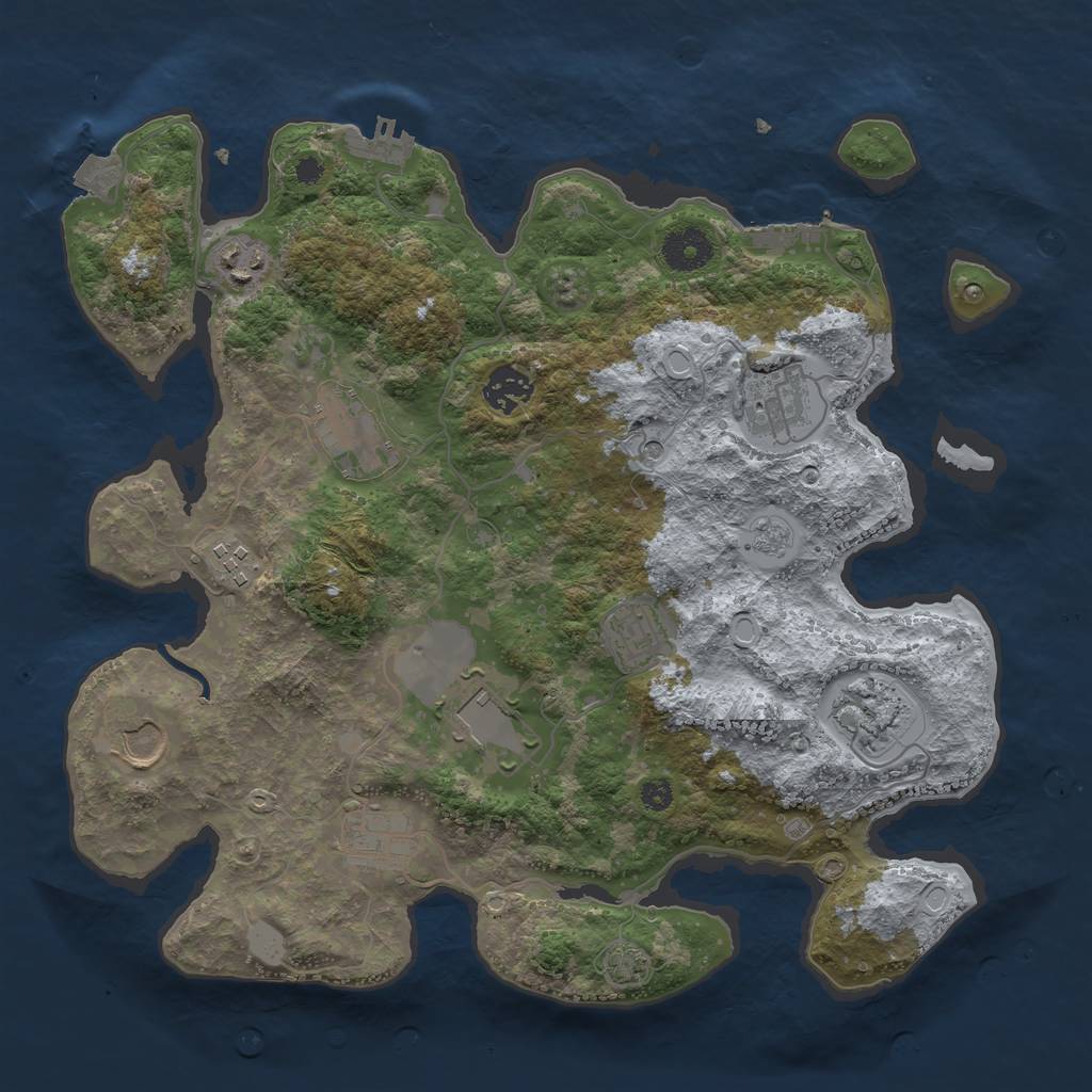 Rust Map: Procedural Map, Size: 3500, Seed: 1646289085, 18 Monuments