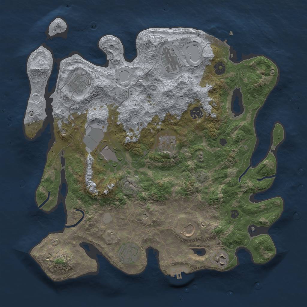 Rust Map: Procedural Map, Size: 3700, Seed: 623844821, 16 Monuments