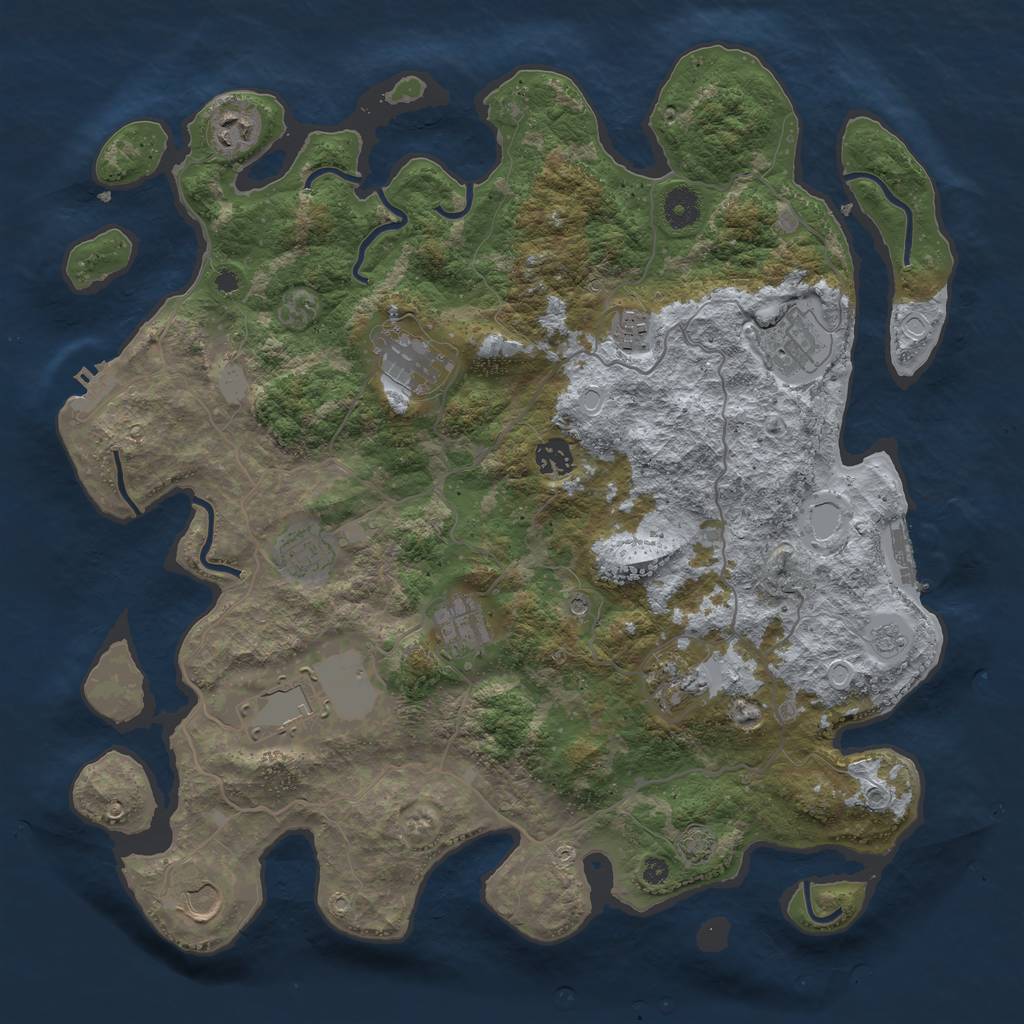 Rust Map: Procedural Map, Size: 4000, Seed: 1748432325, 18 Monuments