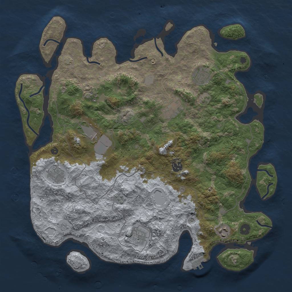 Rust Map: Procedural Map, Size: 4050, Seed: 752085988, 16 Monuments