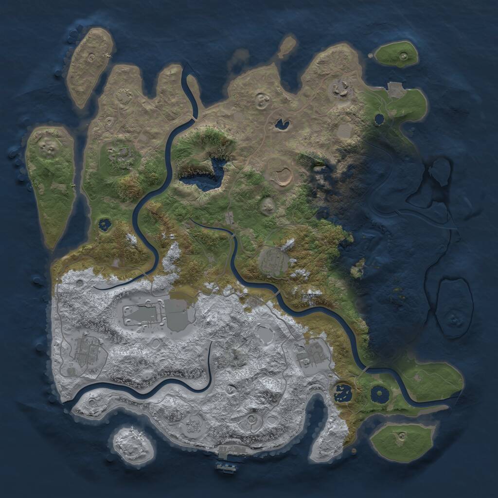 Rust Map: Procedural Map, Size: 4050, Seed: 752085988, 14 Monuments
