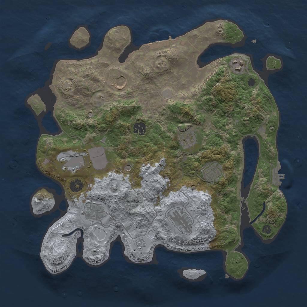 Rust Map: Procedural Map, Size: 3500, Seed: 819304193, 16 Monuments