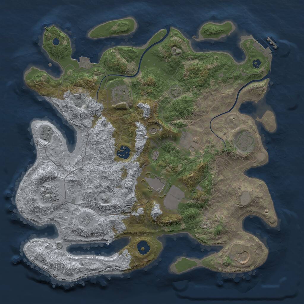 Rust Map: Procedural Map, Size: 3500, Seed: 563659782, 13 Monuments