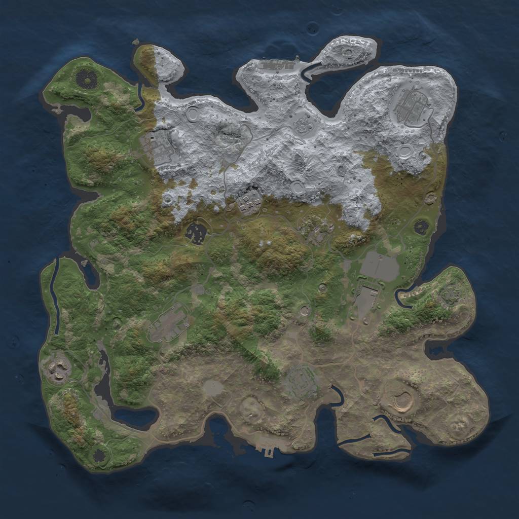 Rust Map: Procedural Map, Size: 3700, Seed: 540010617, 18 Monuments