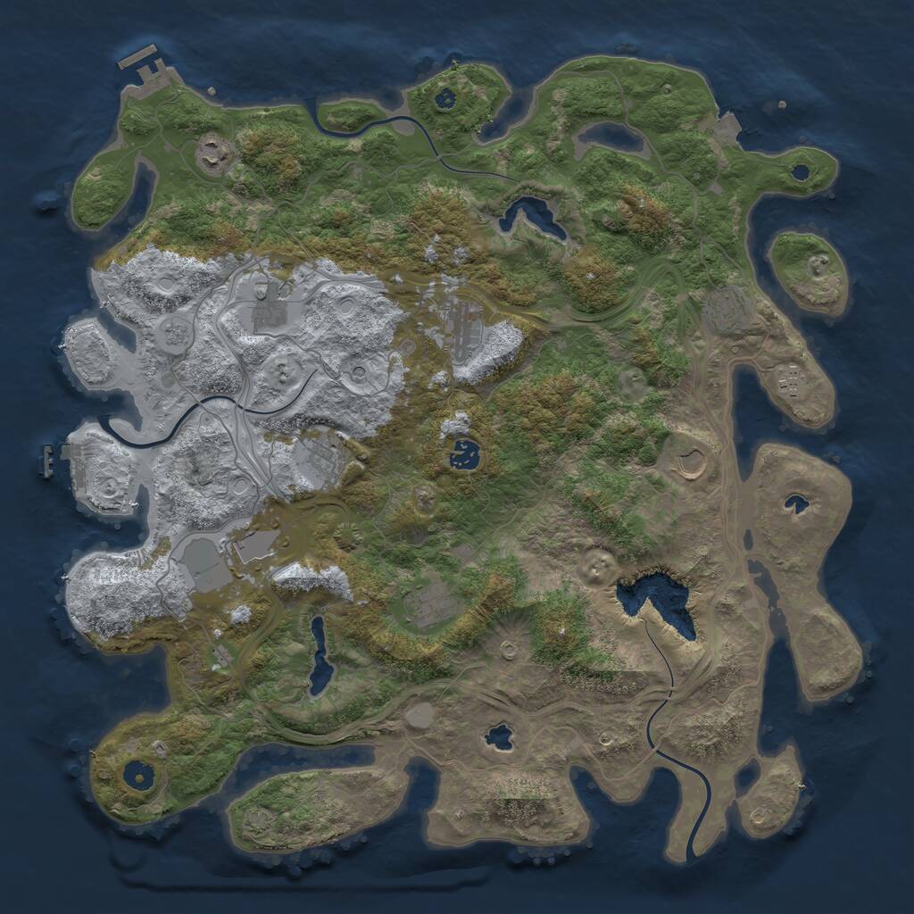 Rust Map: Procedural Map, Size: 4500, Seed: 841615318, 16 Monuments