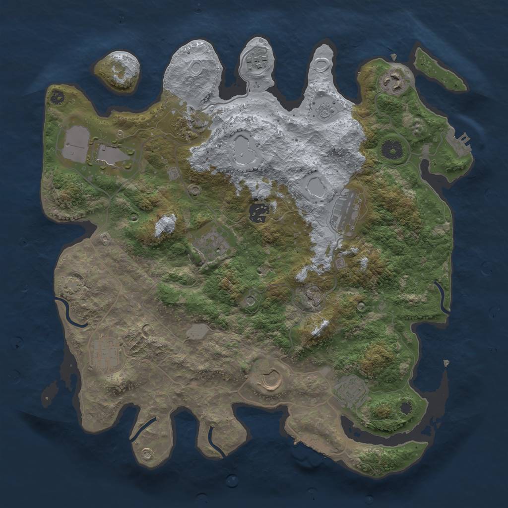 Rust Map: Procedural Map, Size: 3700, Seed: 1964973734, 18 Monuments