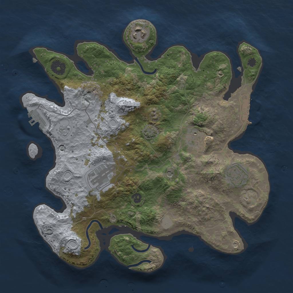 Rust Map: Procedural Map, Size: 3000, Seed: 1658046625, 12 Monuments