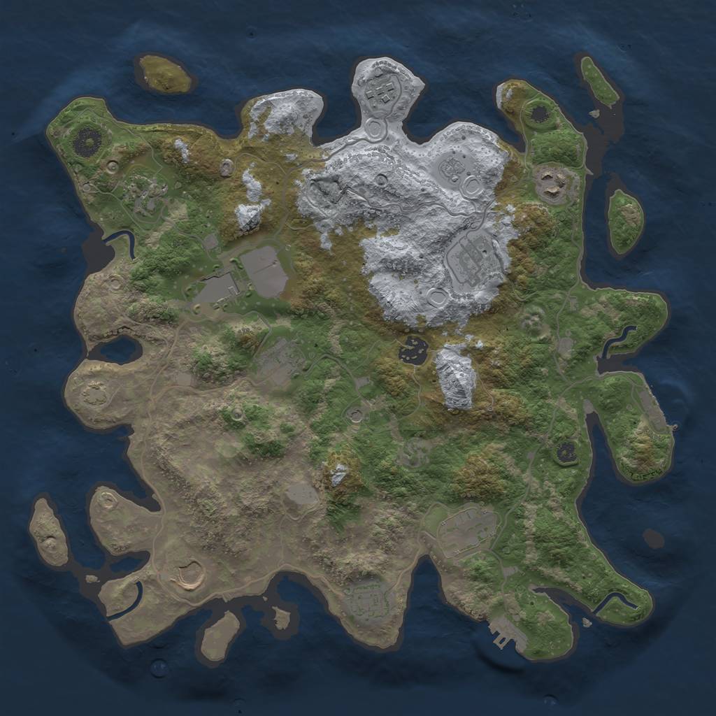 Rust Map: Procedural Map, Size: 3700, Seed: 2032644296, 18 Monuments