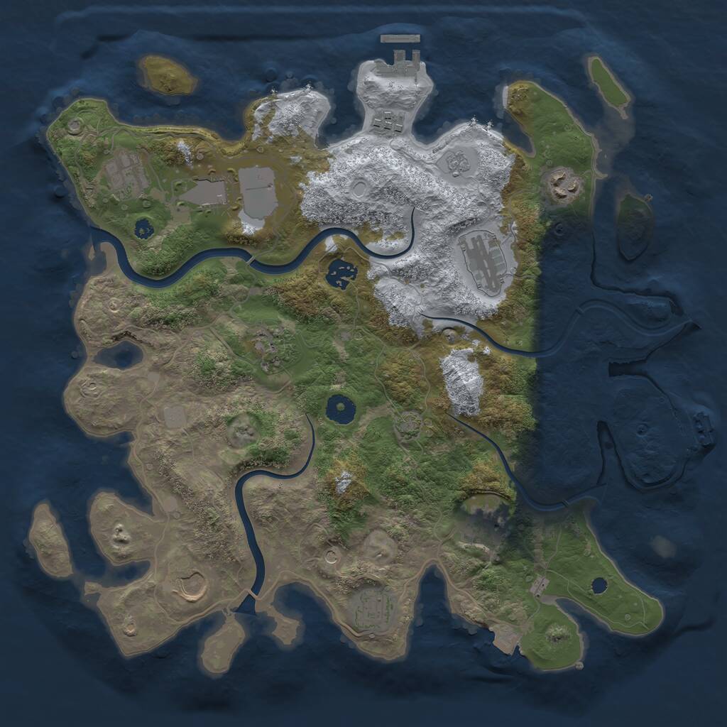 Rust Map: Procedural Map, Size: 3700, Seed: 2032644296, 16 Monuments