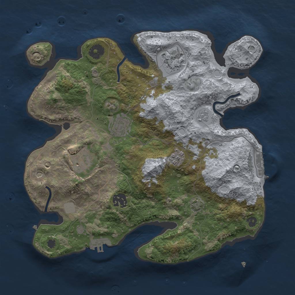 Rust Map: Procedural Map, Size: 3000, Seed: 1673053538, 13 Monuments