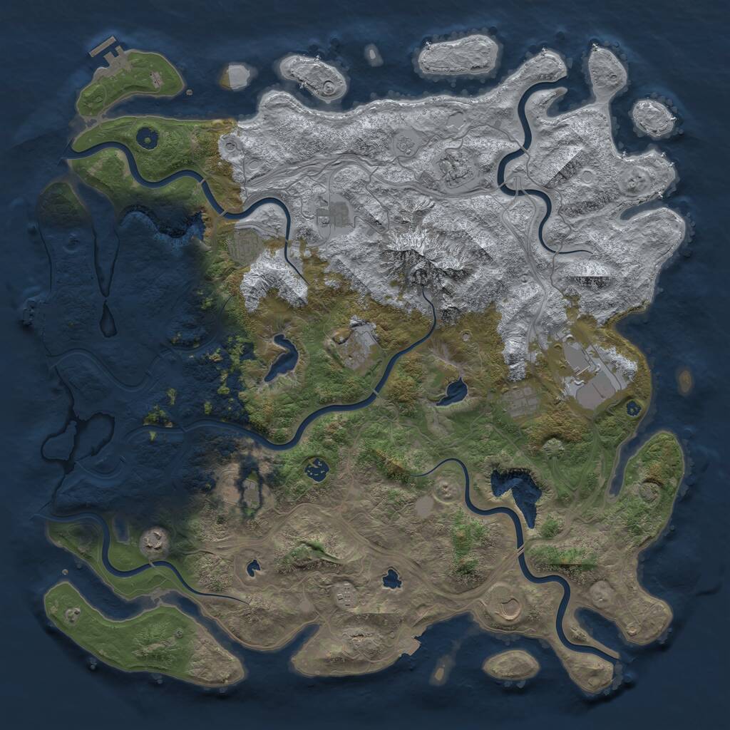 Rust Map: Procedural Map, Size: 5000, Seed: 33292393, 17 Monuments