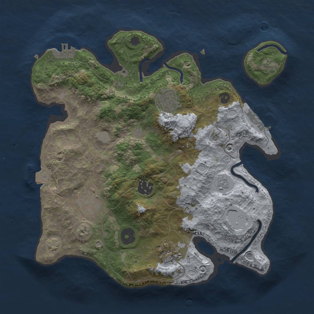 Rust Map: Procedural Map, Size: 3000, Seed: 31304465, 12 Monuments