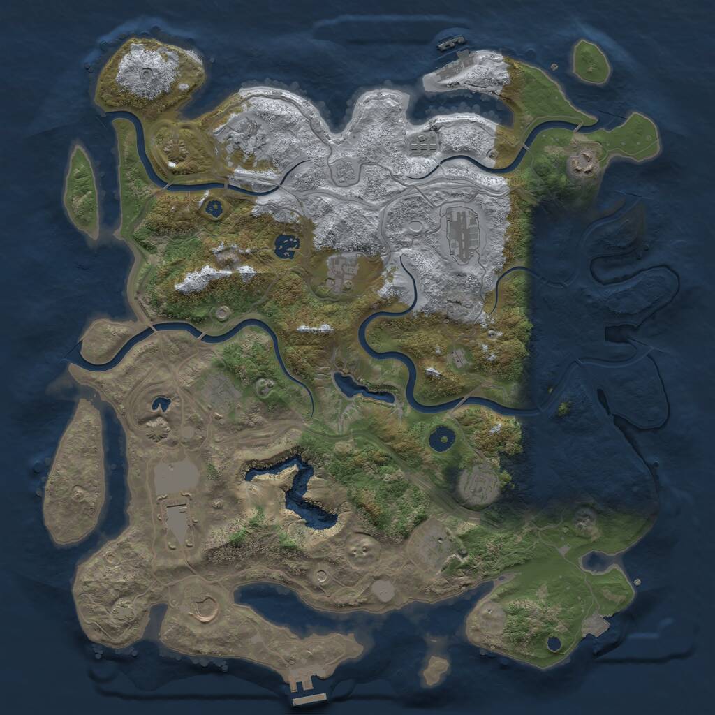 Rust Map: Procedural Map, Size: 4250, Seed: 70011457, 17 Monuments