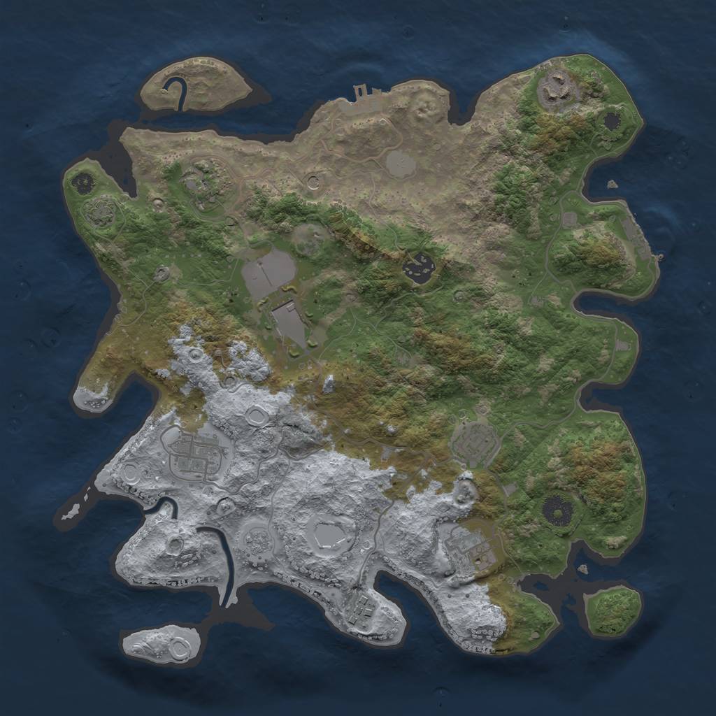 Rust Map: Procedural Map, Size: 3500, Seed: 1062451180, 16 Monuments