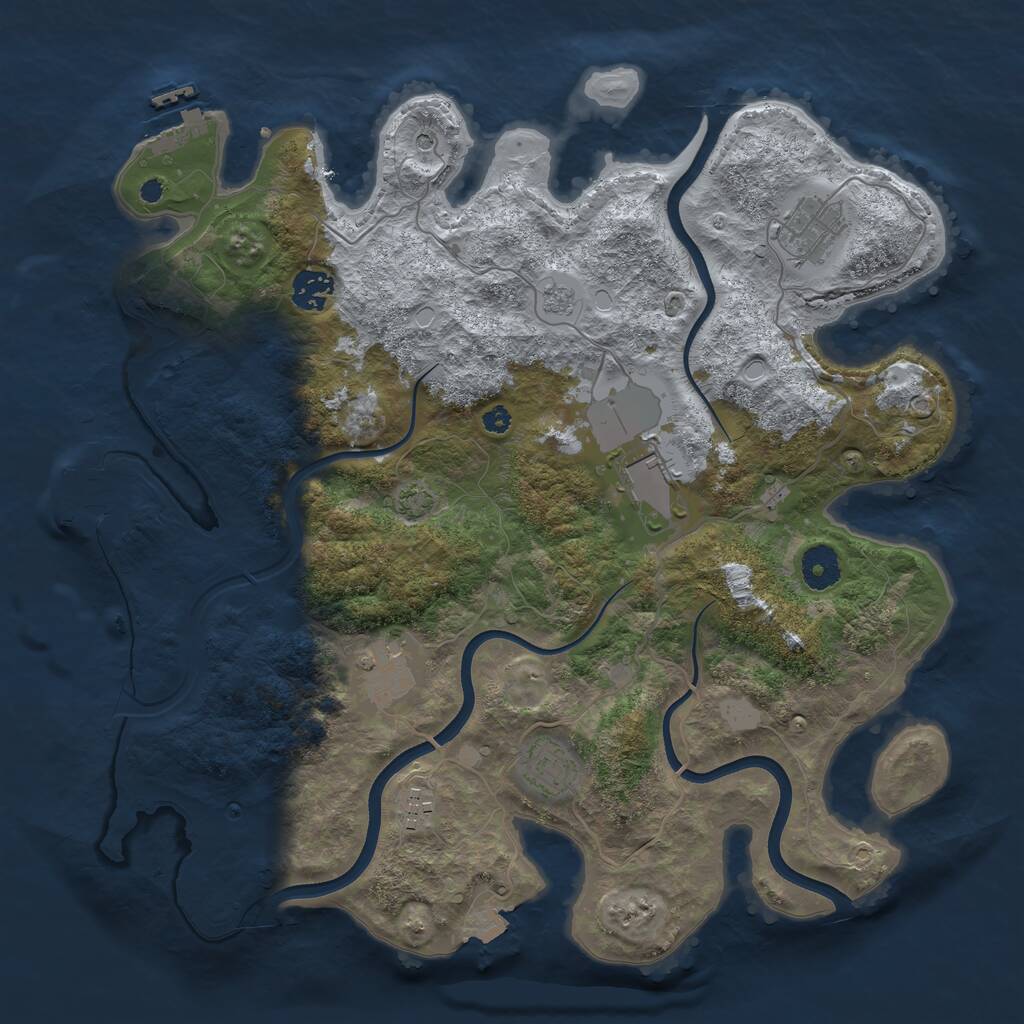 Rust Map: Procedural Map, Size: 3700, Seed: 1521693879, 12 Monuments