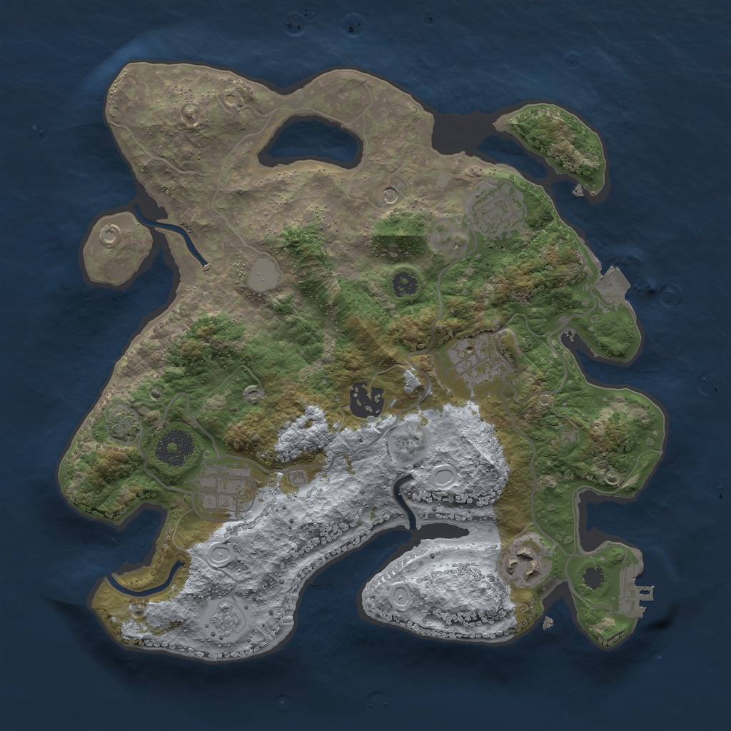 Rust Map: Procedural Map, Size: 3000, Seed: 16632, 12 Monuments