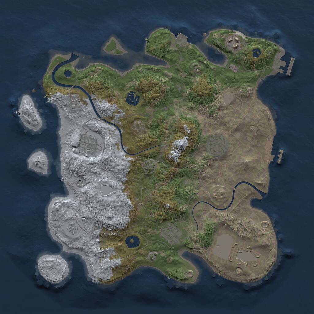 Rust Map: Procedural Map, Size: 3500, Seed: 441767556, 13 Monuments