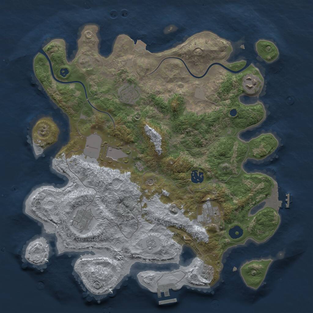 Rust Map: Procedural Map, Size: 3500, Seed: 745156119, 12 Monuments