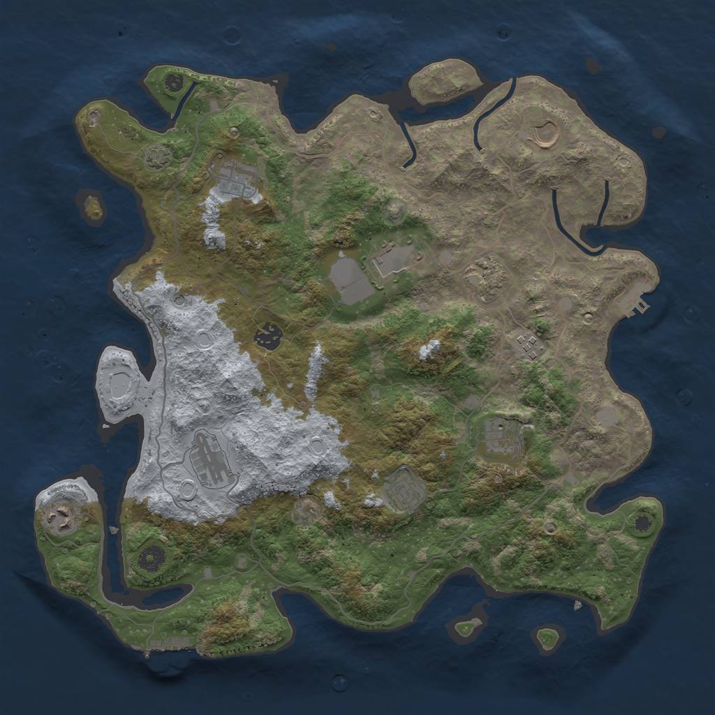 Rust Map: Procedural Map, Size: 4000, Seed: 25360299, 17 Monuments