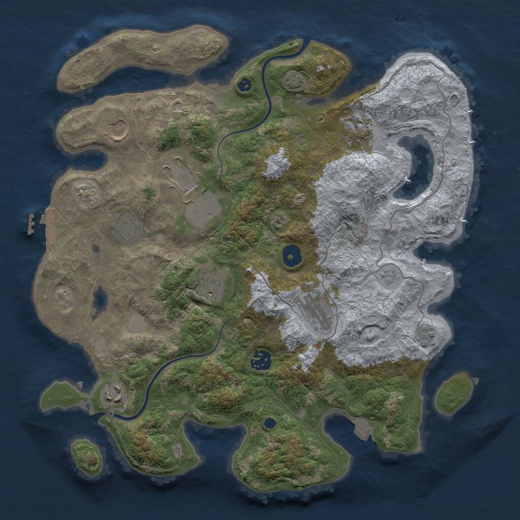 Rust Map: Procedural Map, Size: 3750, Seed: 119426849, 13 Monuments