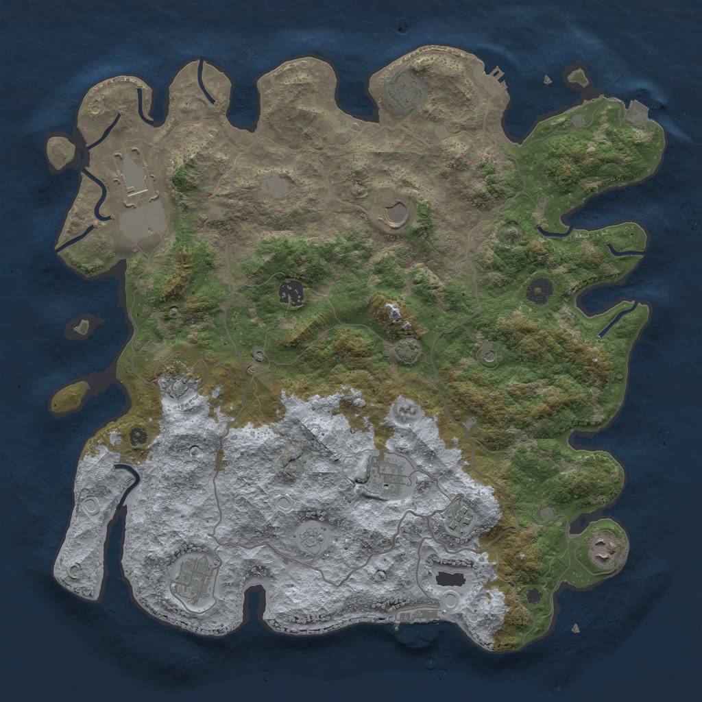 Rust Map: Procedural Map, Size: 4050, Seed: 874645536, 17 Monuments