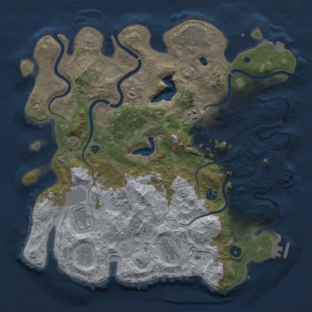 Rust Map: Procedural Map, Size: 4050, Seed: 874645536, 15 Monuments