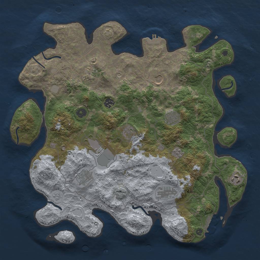 Rust Map: Procedural Map, Size: 4000, Seed: 2037593602, 18 Monuments