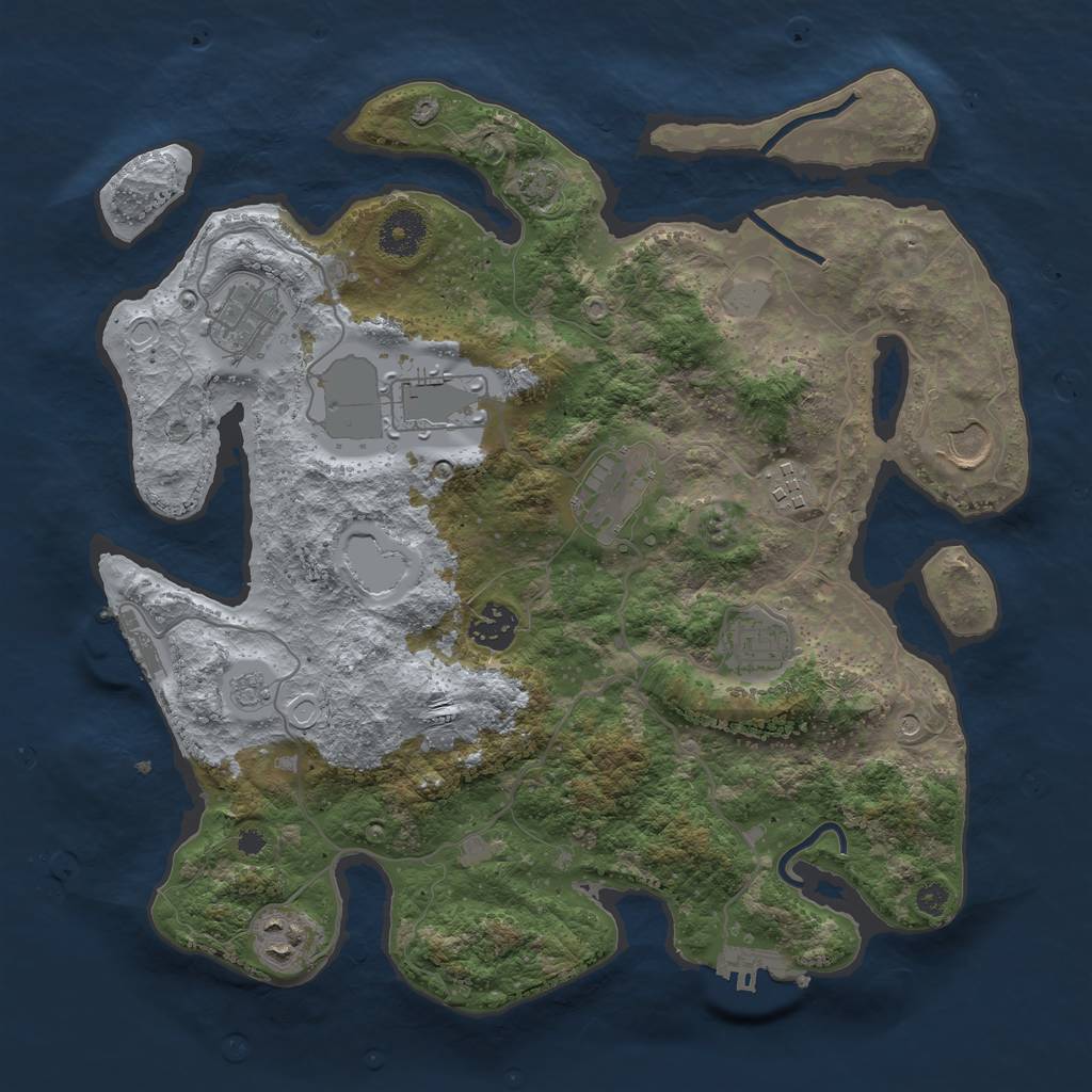 Rust Map: Procedural Map, Size: 3500, Seed: 1512536613, 16 Monuments