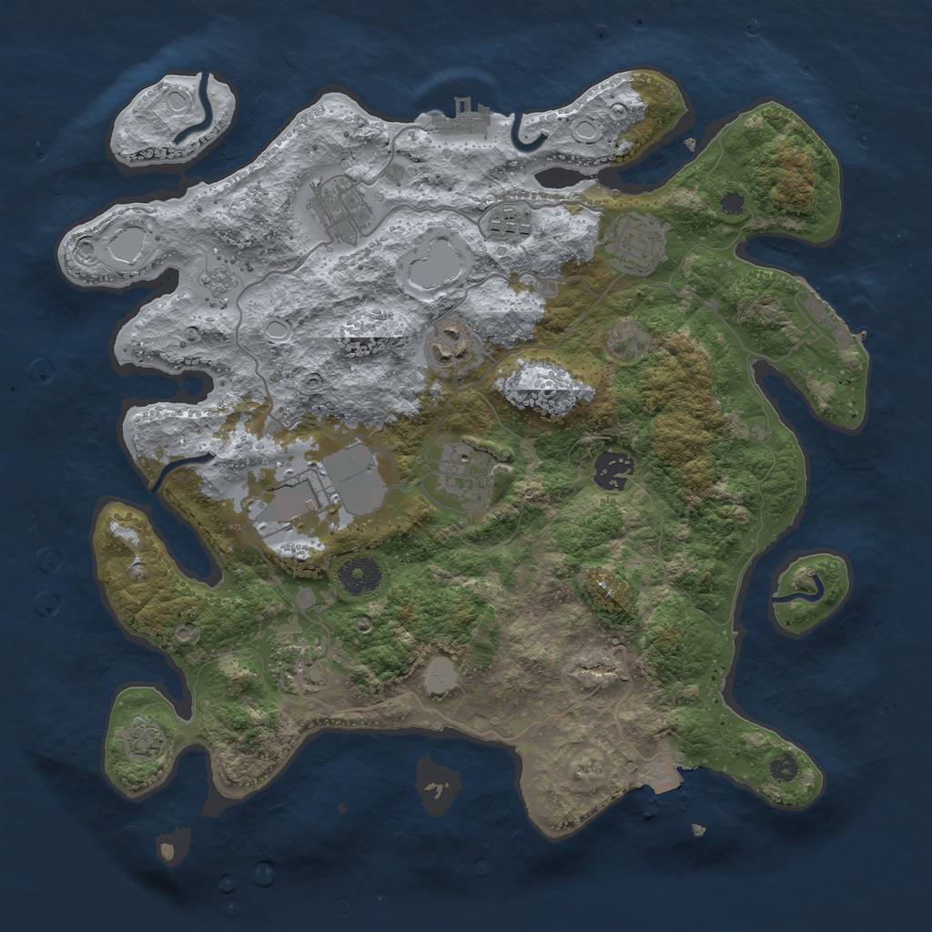 Rust Map: Procedural Map, Size: 3500, Seed: 1062023, 15 Monuments