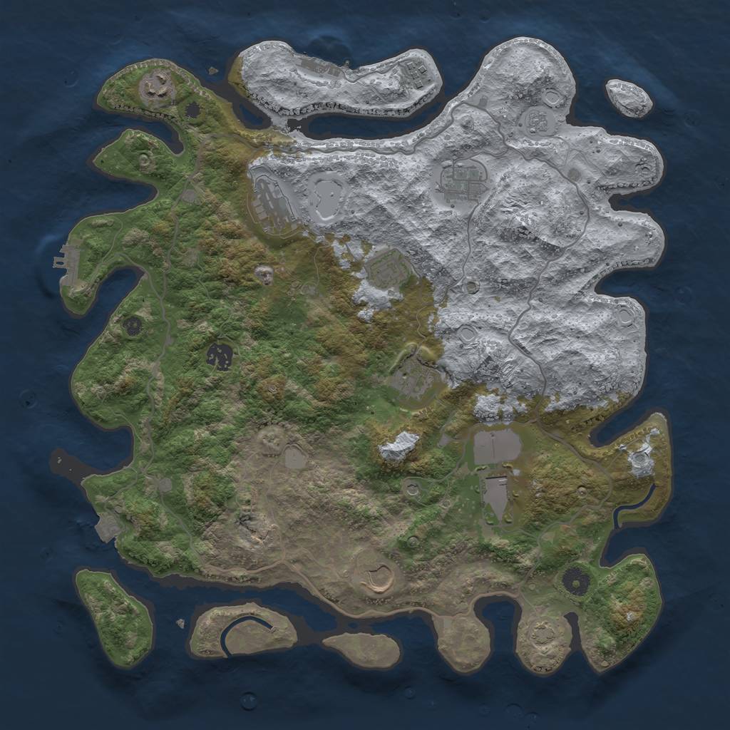 Rust Map: Procedural Map, Size: 4000, Seed: 75104605, 17 Monuments