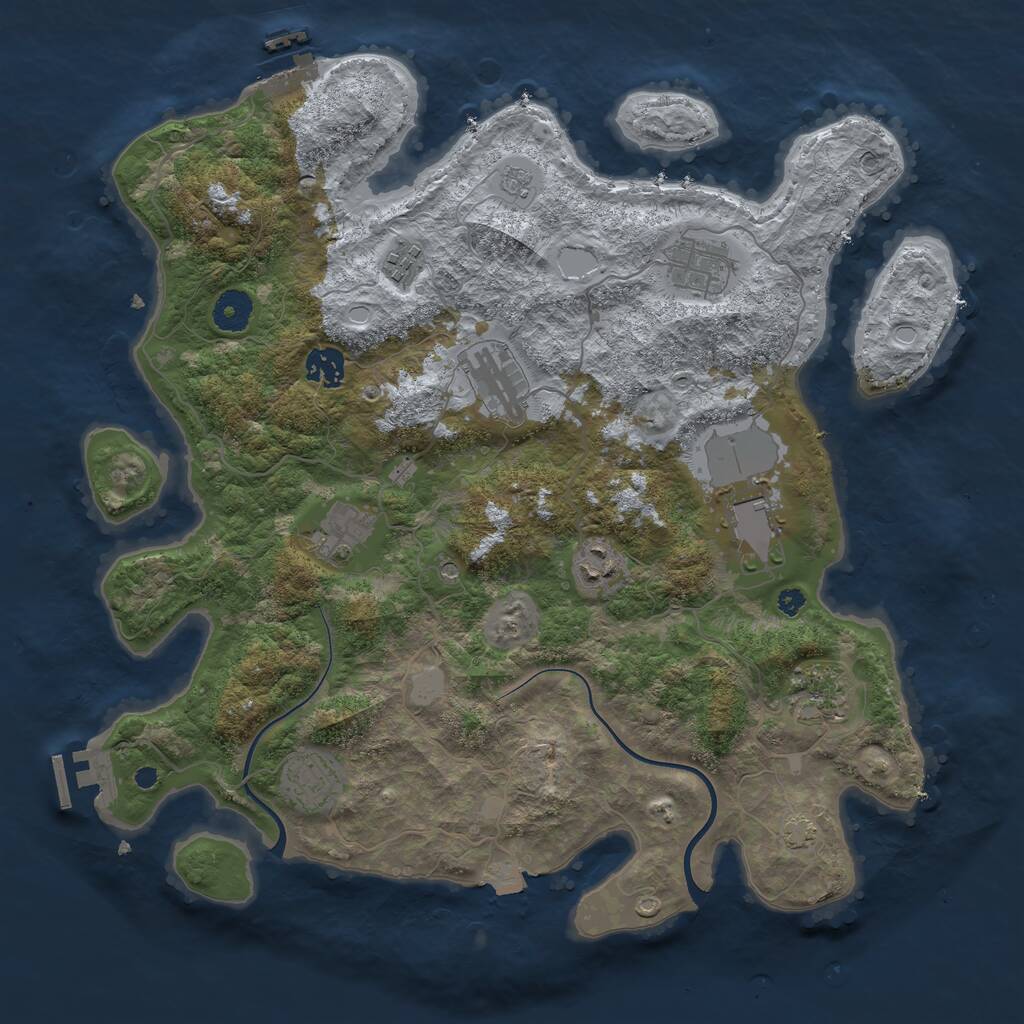Rust Map: Procedural Map, Size: 3800, Seed: 21338337, 15 Monuments