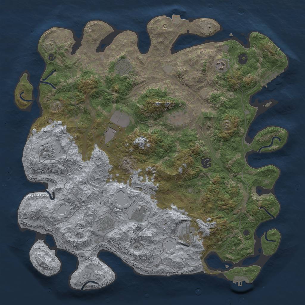 Rust Map: Procedural Map, Size: 4300, Seed: 7484166, 18 Monuments