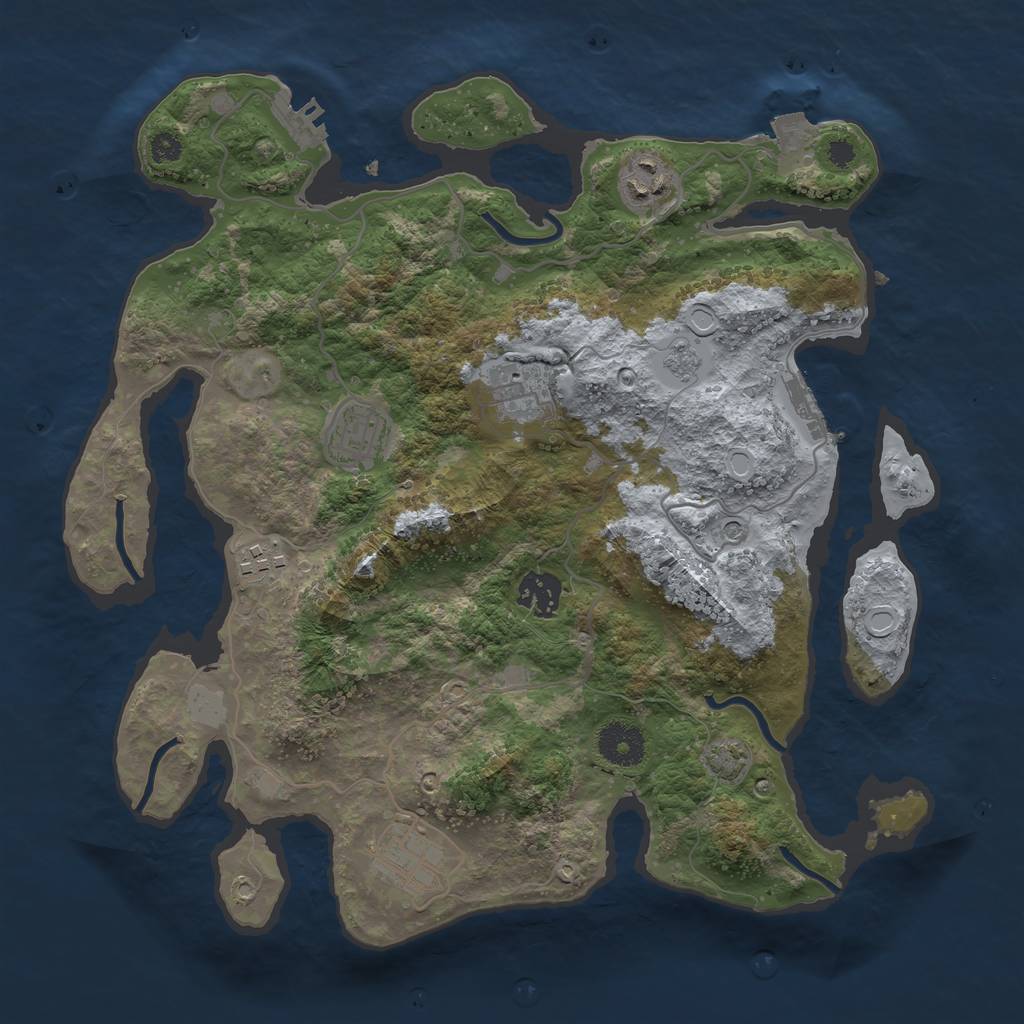 Rust Map: Procedural Map, Size: 3400, Seed: 34518601, 14 Monuments
