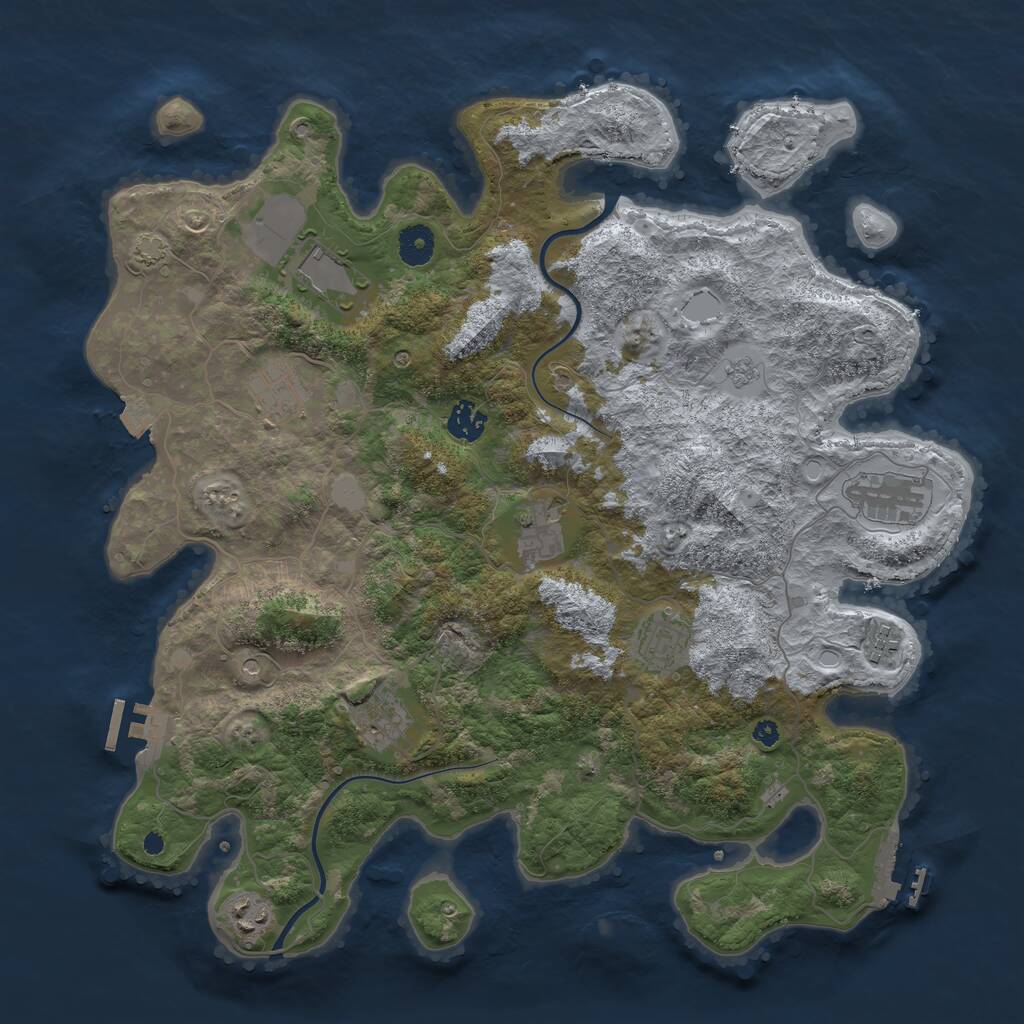 Rust Map: Procedural Map, Size: 3950, Seed: 87470072, 15 Monuments