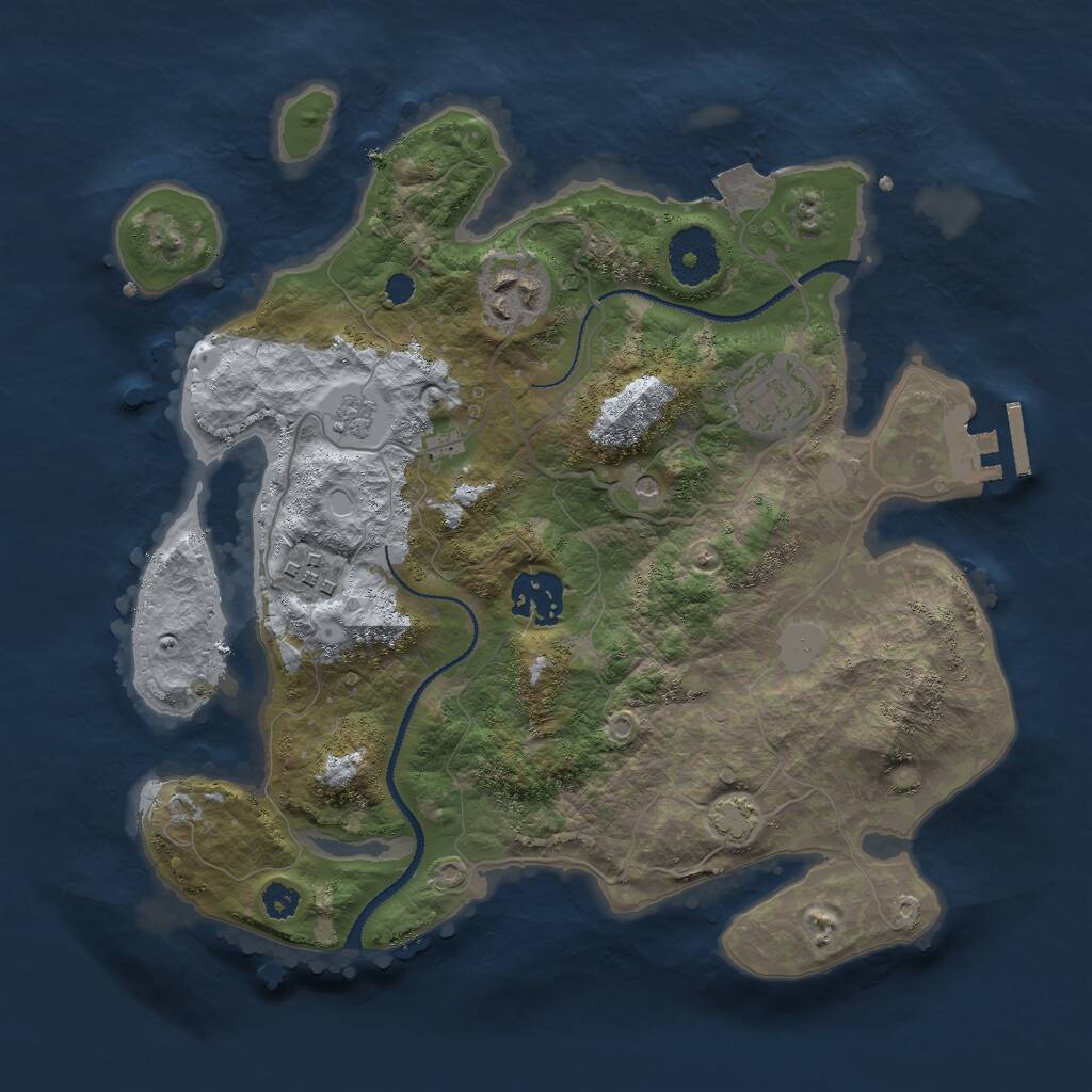 Rust Map: Procedural Map, Size: 3000, Seed: 19500, 9 Monuments