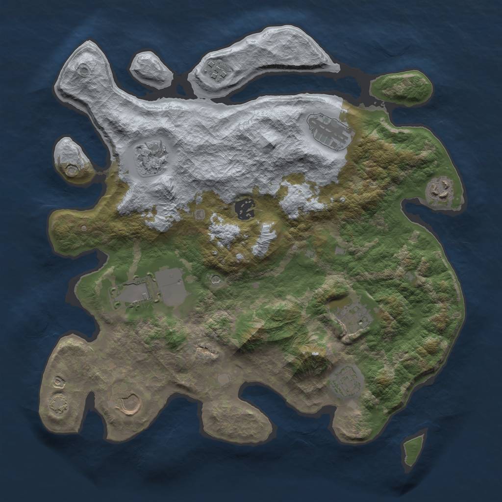 Rust Map: Barren, Size: 3500, Seed: 692123, 13 Monuments