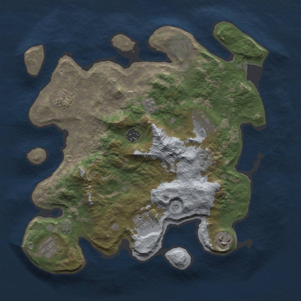 Rust Map: Barren, Size: 3450, Seed: 10999402, 12 Monuments