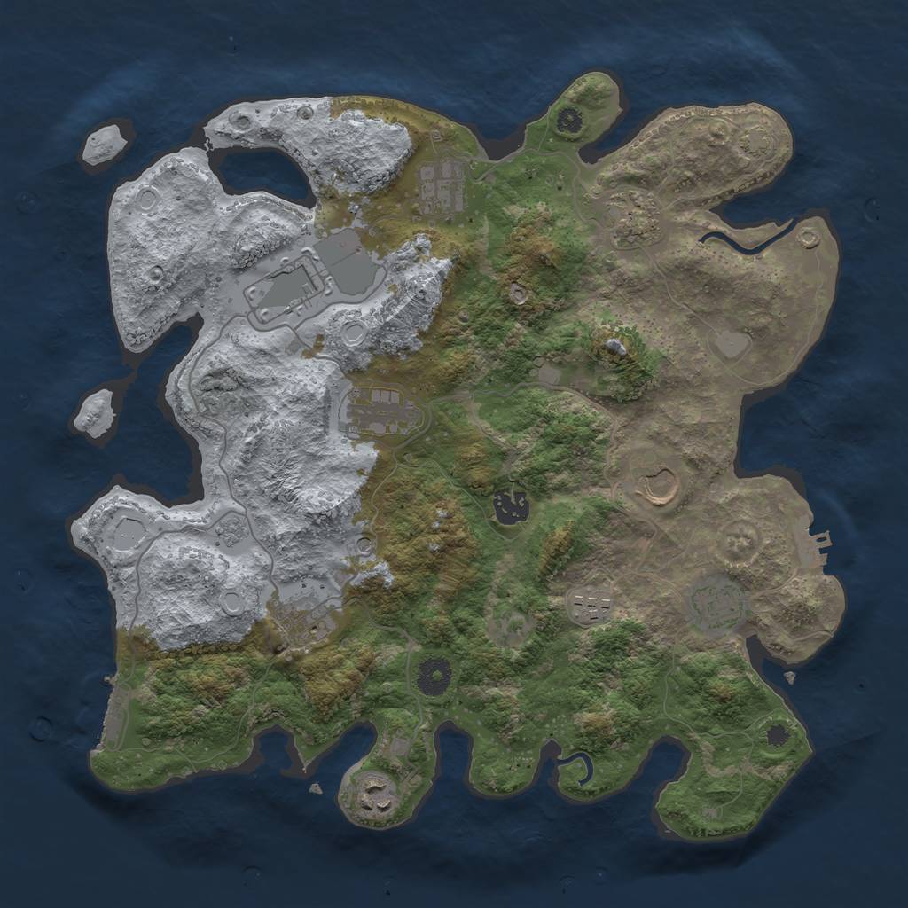 Rust Map: Procedural Map, Size: 3700, Seed: 1063110815, 18 Monuments